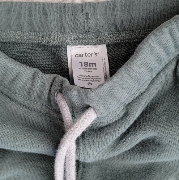 Carter's Green Sweatpant / Gray Striped Sweatpants - Picture 3 of 5